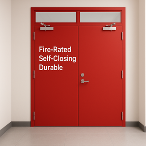 תעשייתי כפול אדום דלת אש מניעת אש בנייה פלדה מגולוון עבור קניון בית החולים - Product Image 3