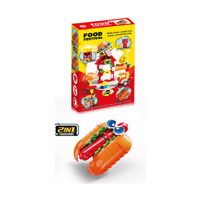 Ensemble de construction alimentaire intelligent 2-en-1 Pièce d'affichage pour burger à puce de monstre à recul Ensemble de construction stylisé 58-88 pièces Ensemble de jouets - Product Image 4