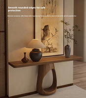 Console pliante en bois massif chinois avec miroir, meuble de rangement de luxe moderne pour entrée de villa, salon et salle à manger