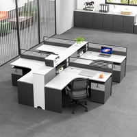 Postes de travail ouverts simples et modernes, table en bois multi-bureaux, ensemble de mobilier de bureau commercial