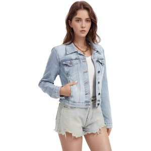 Chaqueta Clásica Ajustada de Mezclilla Lavada para Mujer, con Botones y Bolsillos - Product Image 3