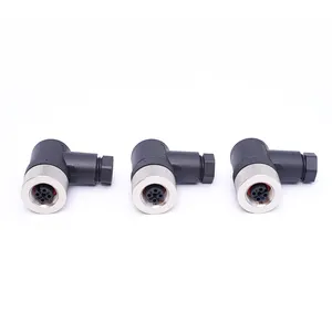 M12 Connector Assembly Elbow 5-core Waterproof Connector 4/5/8/12 Core Automation Equipment Sensor