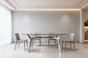 Tavolo da Pranzo Moderno <span class=keywords><strong>in</strong></span> Metallo e <span class=keywords><strong>Vetro</strong></span> Temperato con <span class=keywords><strong>Gambe</strong></span> Regolabili <span class=keywords><strong>in</strong></span> Altezza <span class=keywords><strong>per</strong></span> Appartamenti e Hotel, 8 Posti, Arredamento <span class=keywords><strong>per</strong></span> la Casa - Product Image 5