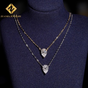 Collier pendentif solitaire en forme de poire, or massif 10 carats, diamant de laboratoire taille poire, bijoux fins minimalistes pour femme, mariage - Product Image 5
