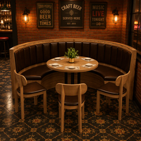 Banquettes modernes noires en demi-cercle pour restaurants, restauration rapide, cafés, hôtels, restaurants, meubles commerciaux, panneau de bois