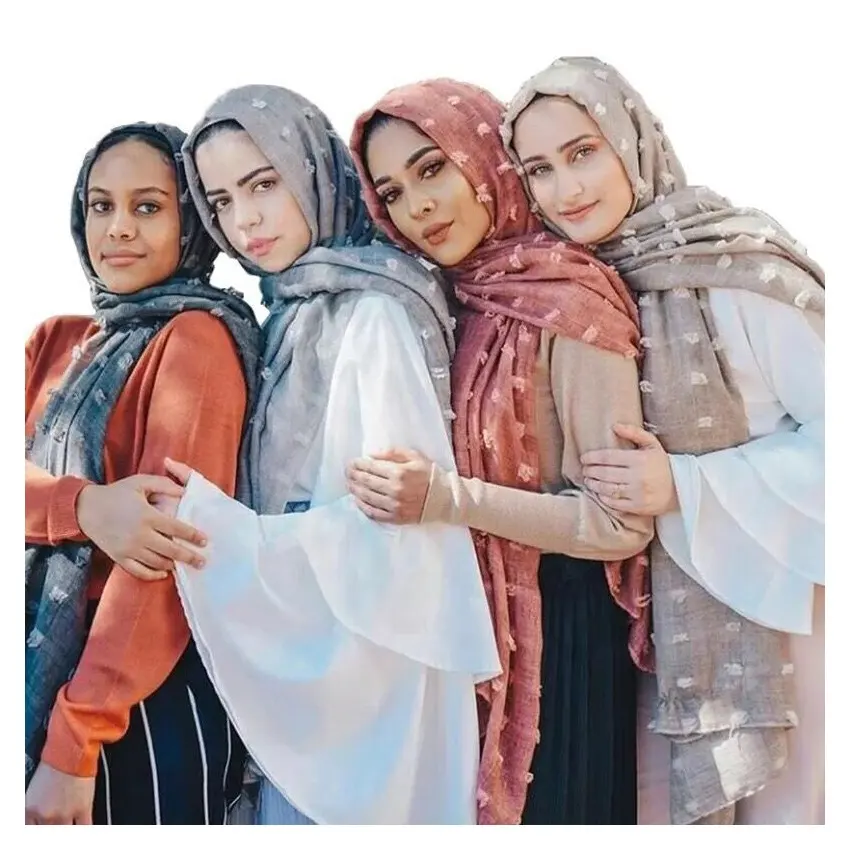 Mola de alta qualidade lençóis de algodão hijab lenço tie-dye listrado com cabeça pequena bola xaile do lenço lenço das mulheres