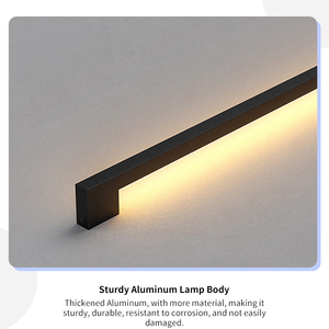 Applique Murale Linéaire en Aluminium, Style Nordique Minimaliste Moderne, pour Chambre à Coucher, Chevet, Salon, Décoration d'Ambiance, Luminaire LED Long Noir - Product Image 4