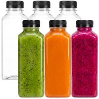 480ml Plastik-Saftflaschen mit Deckeln Wiederverwendbare Flasche Einweg-Getränkebehälter für Säfte Smoothies Saft Milch 16oz