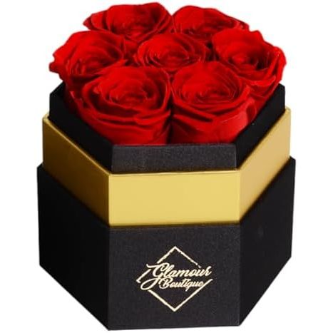 Red 7 Roses Black Box