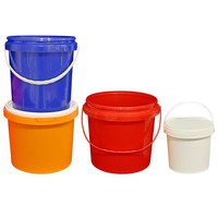 Vente en gros seau recyclable en plastique de qualité alimentaire 1L 2L 3L 5L avec couvercle pour aliments seau d'emballage rond personnalisé pour boissons avec poignée