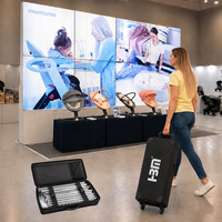 Borne d'affichage modulaire autoportante éclairée pour exposition, avec caisson lumineux LED en tissu double face sans outil, pour publicité