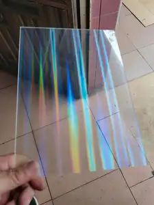 Precio al por mayor hoja de plástico iridiscente texturizada por encargo gradiente hoja de acrílico Arco Iris acrílico holográfico