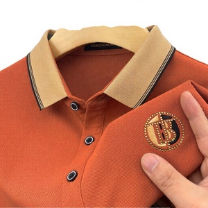 Camisa de Golf de Verano 2024 para Hombre, Tejido Sólido, Corte Entallado, Bordado con Diamantes, Solapa de Tela, Secado Rápido - Product Image 3