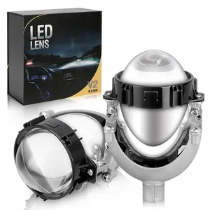 Yüksek parlaklık Bi led projektör lens beyaz 6000K 12V IP68 araba mini led 70W evrensel çift led projektör lens