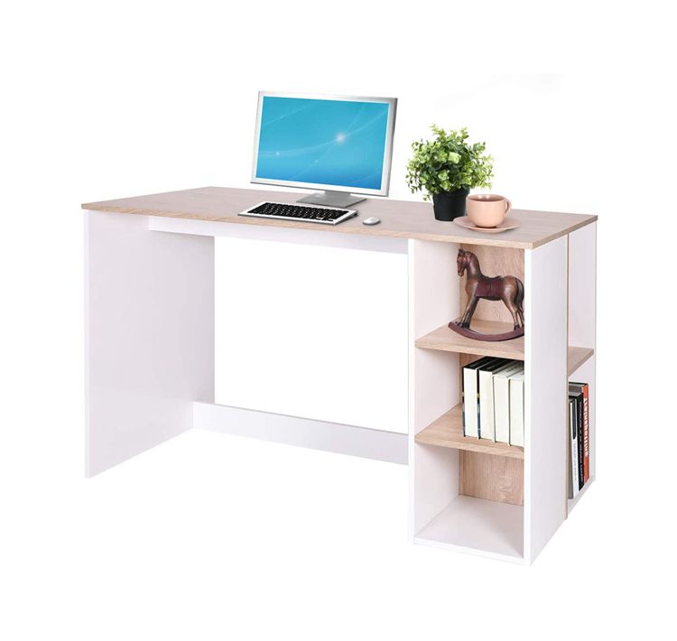 Writing-Computer Desk with Storage, Large Students-Study Desk with 5 Shelves Home-Office PC Laptop Table Modern Wood Workstation