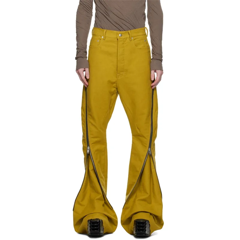 Cực kỳ phổ biến sáng tạo Bốn túi kiểu dáng nút-Fly jeans thời trang màu vàng Hữu Cơ cotton twill jeans cho nam giới