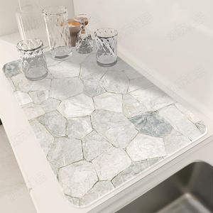 Tapis de comptoir de cuisine en terre de diatomée 40x30 cm, motif marbre, absorbant, avec pieds en silicone, design durable - Product Image 3