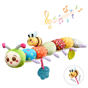 Tumama niños juguetes educativos de peluche colorido abeja retráctil Sasa sonidos sonajero de peluche lindo oruga tiempo de barriga juguetes para bebés - Product Image 1