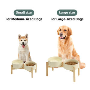 Cuencos Shamitao de cerámica personalizables para perros y gatos, individuales o dobles, con soporte de madera, cuencos ecológicos para comida de mascotas, venta al por mayor - Product Image 4