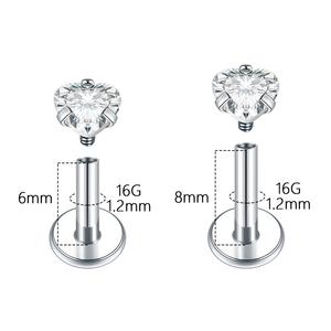 Lingchee ASTM F136 Titan 16G tim CZ nội bộ ren phẳng trở lại labret sụn tragus Helix mũi Stud xuyên - Product Image 6