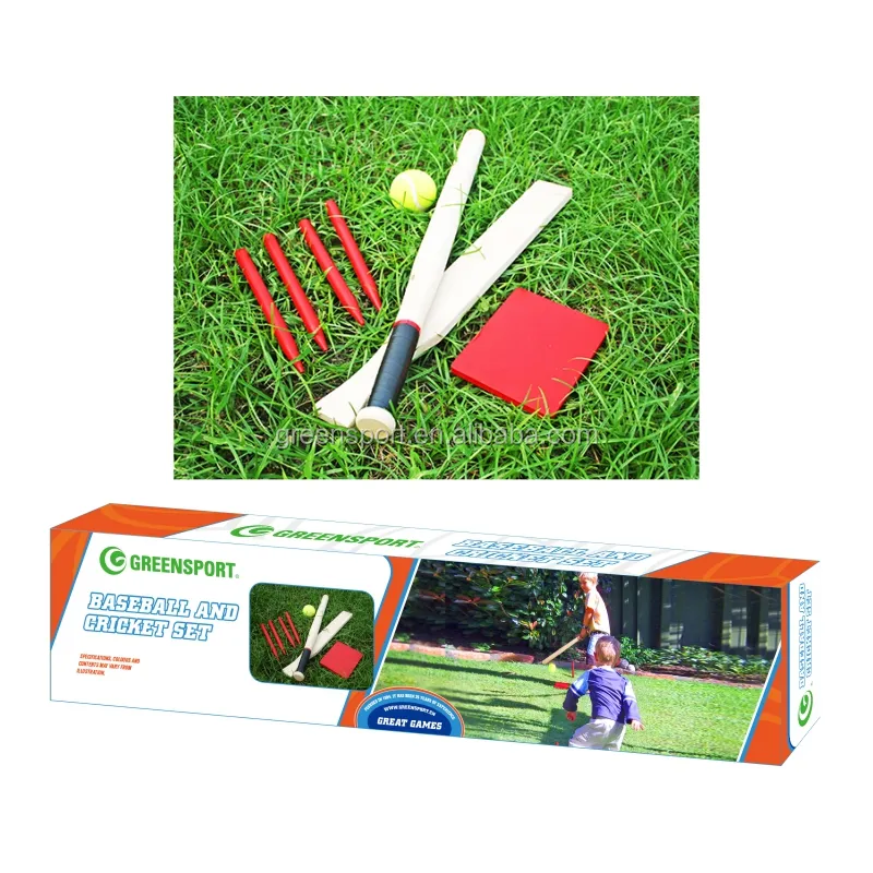Bestseller Groothandel Houten Baseball En Cricket Set Honkbalknuppel Met Tennisbal Voor Tuin Games