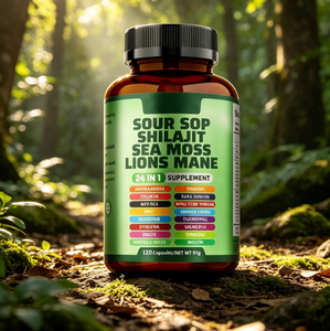 Capsules de complexe superalimentaire 24-en-1 avec Corossol, Shilajit, Mousse marine, Crinière de lion, Ashwagandha, Curcuma – Marque privée OEM - Product Image 1