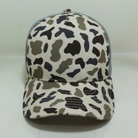 Personnalisé canard Camo 5 panneau camionneur maille chapeau 112PFP forme vieux canard Camo camionneur chasse chapeau blanc camionneur casquette Gorras