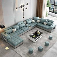 Canapé d'Angle Sectionnel Moderne Confortable en Tissu en U, Multifonctionnel de Luxe avec Haut-parleur USB