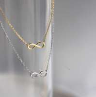 Dyslam – collier ajustable pour la saint-valentin, bijou Simple et doux, couleur or et argent, pour fille et femme, numéro 8, infini, 92.5