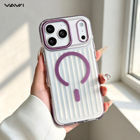 Coque de téléphone transparente VAWI B337 avec support d'appareil photo, étui magnétique transparent pour téléphones mobiles iPhone 18 17 Pro Max et Samsung S26