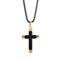 Collier de croix bicolore en acier titane tendance pour homme avec chaîne à maillons Grand pendentif personnalisé Accessoire de mode Hip Hop