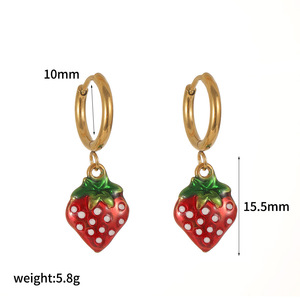 ชุดต่างหูและสร้อยคอรูปผลไม้คริสต์มาส สแตนเลสสตีล เครื่องประดับสำหรับงานปาร์ตี้ของผู้หญิง ทันสมัย ไม่ซ้ำใคร ใช้งานได้หลากหลาย - Product Image 4