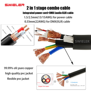 Câble combiné électronique Powercon <span class=keywords><strong>XLR</strong></span> de haute qualité 3x1,5 mm DMX PVC isolé en cuivre toronné, câble hybride combiné 1 m - Product Image 5