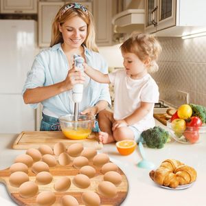 Wooden Divided Serving <b>Tray</b> Round With Egg Holders For Kitchen Storage And <b>Dinner</b> Serving - Product Image 3