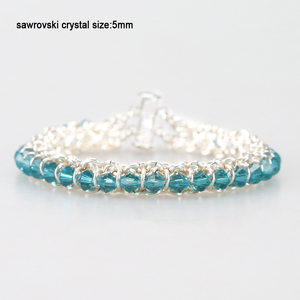 Zircon azul (diciembre de) de la columna de cristal de <span class=keywords><strong>Swarovski</strong></span> Chainmaille joyería alambre envuelto pulsera - Product Image 1