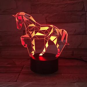 Lámpara de Noche LED <span class=keywords><strong>Unicornio</strong></span> Personalizada RGB para Habitación Infantil, Creativa, con Base Acrílica de Ilusión 3D, Funciona con USB y 3 Pilas AA, para Mesa de Escritorio Infantil - Product Image 2