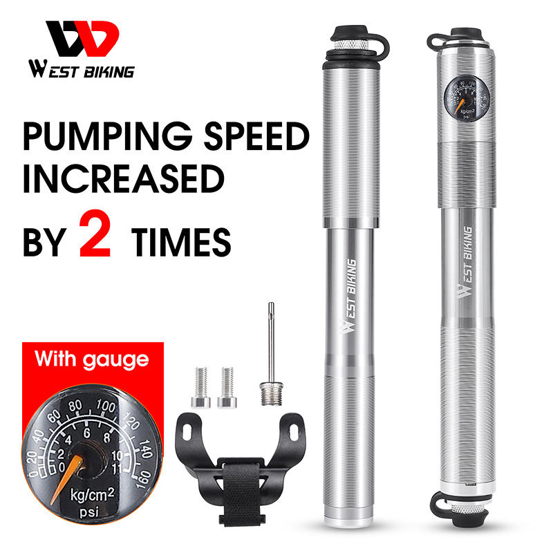 WEST BIKING Bike Pump With Gauge Aluminum Alloy High Quality Cycling  Bicycle Pump Presta Schrader Valve Portable Mini Hand Pump