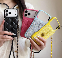 Pour iPhone 14 15 11 13 Pro Max : Étui portefeuille tendance avec chaîne bandoulière, sacoche de téléphone portable, accessoires