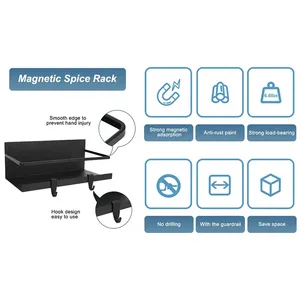 <span class=keywords><strong>Étagère</strong></span> <span class=keywords><strong>à</strong></span> <span class=keywords><strong>épices</strong></span> magnétique avec bocaux latéraux, rangement pour assaisonnements, pour réfrigérateur, four <span class=keywords><strong>à</strong></span> micro-ondes, économiseur d'espace de cuisine, organisateur suspendu - Product Image 6