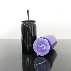 Entrepôt américain Halloween Noir Violet Sublimation Gobelet à double paroi isolé sous vide en acier inoxydable 16oz pour canette de bière - Product Image 5