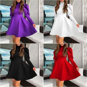 MG3265 Ultimo Modello di Abito da Sera Elegante con Collo Alto, Maniche Lunghe a Sbuffo, Linea ad A per Banchetti e Feste, Vestito da Cerimonia per Signore - Product Image 2