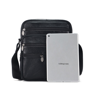 Men's Genuine Leather Crossbody Bag Large Capacity Adjustable <b>Strap</b> Durable Everyday Use - Product Image 2