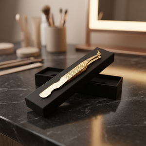 Pince à épiler professionnelle personnalisée plaquée or de précision avec pointe lisse, modèle 607.0, pour artistes en extensions de cils et experts en beauté. - Product Image 3