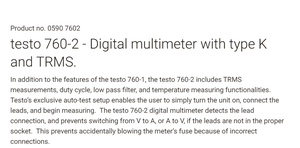 Multímetro Digital True RMS Testo 760-2 Original, Instrumento de Medición Eléctrica Portátil 0590 7602 - Product Image 3