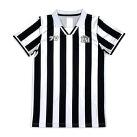 Maillot de football personnalisé Style long noir blanc bande Design classique broderie Logo chemises de football