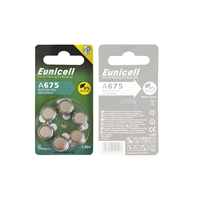 Batterie au mercure sans bpa 1.4V A675, appareil pour aide à l'oreille, piles à boutons PR44 LR44, cellules de zinc à air