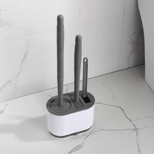 2023 אפור Diatom בוץ TPR אסלת מברשת אין מבוי סתום ארוך ידית אמבטיה סיליקון אסלת מברשת בעל מברשת אסלה סט - Product Image 2