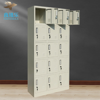 Meilleures ventes : Casiers de rangement en acier thermolaqué à 15 portes, avec serrure à clé, mobilier de bureau, design pliable multi-portes