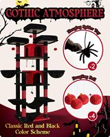 Torre para Gatos Starmoon para Gatos de Interior com Poste Arranhador, Rede, Plataformas, Condomínios e Cesto Suspenso Halloween
