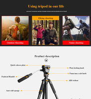 Offre Spéciale Q111S Trépied Photo Professionnel Portable en Aluminium avec Niveau à Bulle et Tête Panoramique à Verrouillage par Bouton pour Appareils Photo Numériques SLR/DSLR